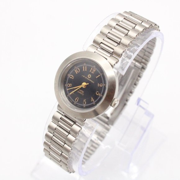 J.B Champion Watch Womens Silver Tone Stainless Steel Classic Black Dial Rare - Picture 4 of 8